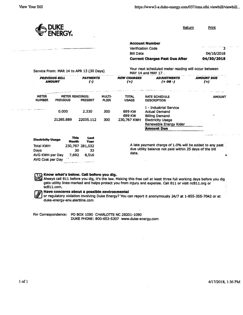 Duke Energy Bill Template Duke Energy Bill Template