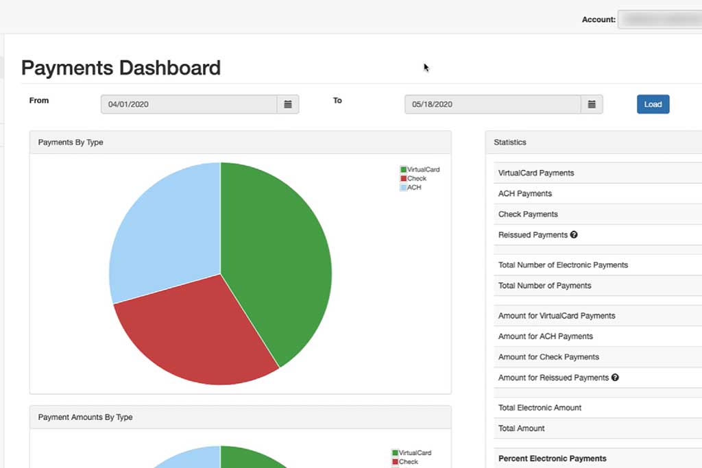 Vendor payment software dashboard