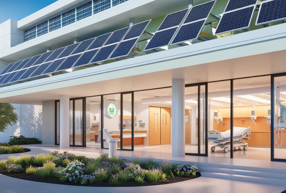 Sustainable energy solutions reducing healthcare facility costs and improving efficiency.