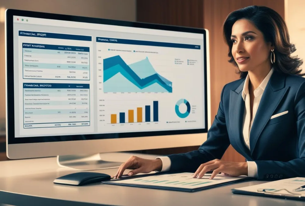 A franchise owner reviewing financial reports, analyzing profit margins, and evaluating cost-saving strategies.