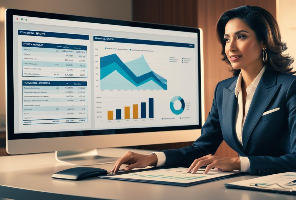 A franchise owner reviewing financial reports, analyzing profit margins, and evaluating cost-saving strategies.