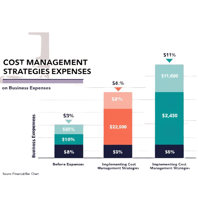 Financial bar chart illustrating the impact of cost management strategies on business expenses.
