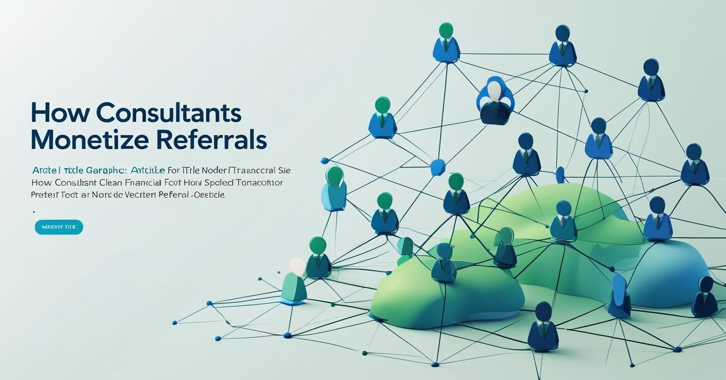 A 2D digital vector graphic serves as the header of an article titled “How Consultants Monetize Referrals.