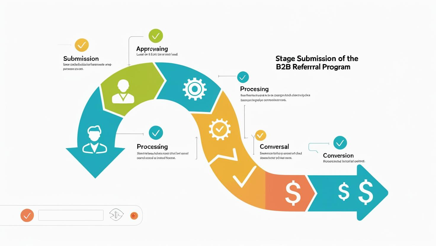 Visual flowchart showing how a B2B referral program works from submission to conversion